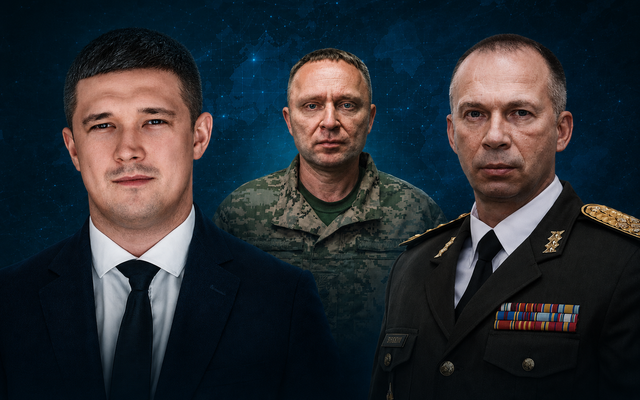 Da sinistra, Mykhailo Fedorov, Mykhailo Drapatyj e Oleksandr Syrs’kyj